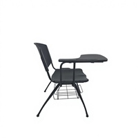 Chaise de formation empilable avec tablette d'écriture, panier de rangement, cadre en acier en forme de cœur, chaise en plastique PP avec porte-livres
