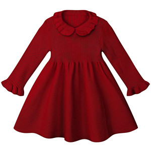Vestito in maglia a costine con volant e maniche lunghe per neonate e bambine - Product Image 4