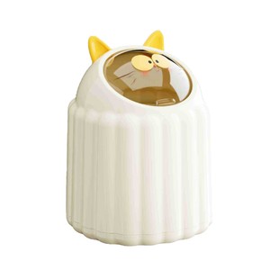 Cartoon Cat Ear Desktop Trash Can Round Flip Top Lid Indoor Storage Bin For Living Room Bedroom Dormitory - Product Image 2