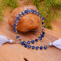 Perles de pierres précieuses de cyanite bleue naturelle haut de gamme, faites à la main, facettées en forme de poire, 8 pouces, pour bijoux créatifs en pierre