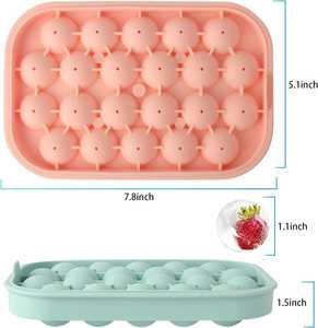 Moule à glaçons sphériques en silicone avec couvercle, réutilisable, facile à démouler, compatible congélateur, outil de refroidissement pour boissons - Product Image 2