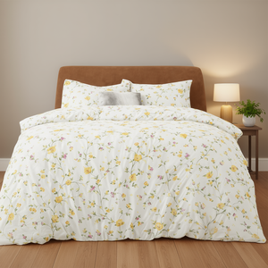 Juego de Ropa de Cama Floral de Lujo Golden Rose Garden, 100% Algodón, Suave, Proveedor OEM Premium - Product Image 1