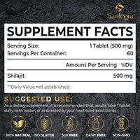 Comprimés de Shilajit de l'Himalaya Premium 500mg avec plus de 85 Oligo-éléments et Acide Fulvique - Énergie Naturelle et Stimulant Immunitaire - 60 Comprimés