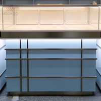 Vitrine de présentation de bijoux en forme de U carrée pour centre commercial, armoire modulaire en verre avec éclairage LED, tiroirs de rangement, vente au détail de bijoux, écologique