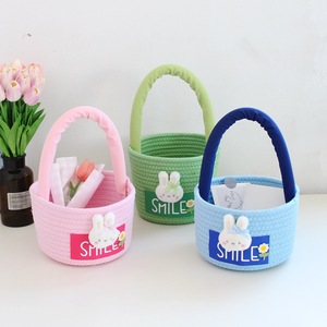 Cesta de Almacenamiento Tejida con Cuerda de Algodón y Asa, Bolsas Personalizadas Bordadas para la Caza del Huevo de Conejo, Decoración para Cuarto Infantil, Cesta Ecológica para Bebés - Product Image 6
