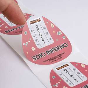 Étiquettes en papier ovales personnalisées pour l'emballage alimentaire des onigiri, autocollantes, écologiques, imprimées numériquement, en rouleau - Product Image 3