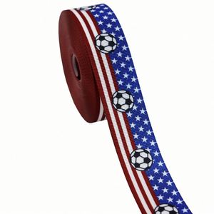 Wholesale Sporty 1.6cm/2.5cm Multi-Length Soccer Country Flag Grosgrain Ribbon <b>Glitter</b> High Tenacity for Team Fan Gear - Product Image 2