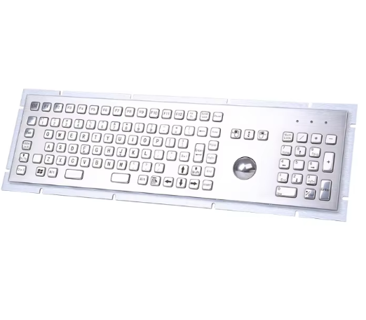 Stainless Steel Rugged Industrial Panel Mount Metal Trackball Keyboard USB/PS2 Interface IP65 Rated Vandalproof 3M+ Keystrokes