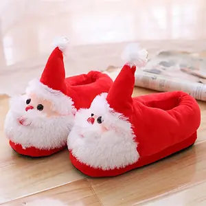 Customized Cute Christmas Cotton Non Slip Winter House Slippers Room Plush Slides For Man Women Indoor Shoes