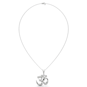 Pendentif pour enfant en argent sterling plaqué or 18 carats, symbole Om sacré, élégant ovale en zircon, inspiré du Dieu Shiva - Product Image 1