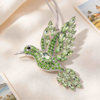 Ornement de Noël en strass en forme d'oiseau, décoration suspendue en métal et cristal pour sapin de Noël, fête de mariage, décoration intérieure