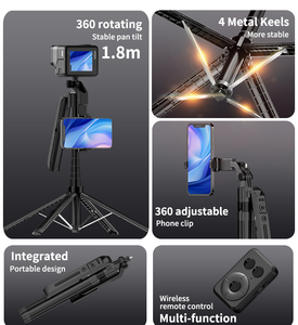 Trépied Perche à Selfie Intelligente C12 1,8M avec Rotation Automatique 360° et Détection Faciale IA, Flexible pour Téléphone – Vente en Gros Promotionnelle - Product Image 4