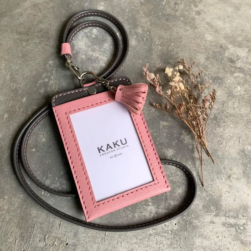 Niedliche rosa Frauen Karten halter Name Card Case Identity Badge mit Lanyard ID-Karten halter mit Schlüssel anhänger