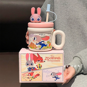 Taza <span class=keywords><strong>de</strong></span> Cerámica <span class=keywords><strong>de</strong></span> Dibujos Animados <span class=keywords><strong>de</strong></span> <span class=keywords><strong>Disney</strong></span>, Regalo <span class=keywords><strong>de</strong></span> Navidad, con Pajita y Tapa, Taza Personal para Café, Leche, Oficina y Hogar - Product Image 3