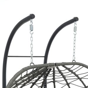 Fauteuil suspendu œuf 2 places avec coussins et oreillers, chaise hamac en osier pour intérieur et extérieur, idéal pour patio et jardin - Product Image 6