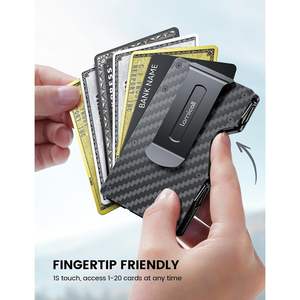 Portefeuille minimaliste en fibre de carbone pour homme Lamicall [15-20 cartes] Porte-cartes de crédit fin Fermeture ouverte Charnières mécaniques mignonnes Argent - Product Image 6