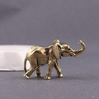 1 pièce Figurine d'éléphant rétro en laiton, porte-bonheur, personnalisée, objet ancien, animal de thé, décoration de bureau, petit ornement