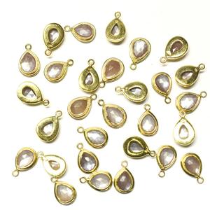 Pierre de lune marron forme de poire 925 lunette en argent Sterling plaqué or pendentif fabrication de bijoux faits à la main - Product Image 4