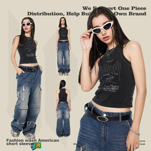 2024 New Arrivals Women's Sexy Jersey <strong>Crop</strong> <strong>Tops</strong> Sleeveless Vest Tank with Rhinestone Ribbed Design Short Club Cropped Vest <strong>Top</strong> - Product Image 4