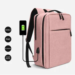 Mochilas escolares de nailon ergonómicas impermeables personalizadas para ordenador portátil, mochila antirrobo USB inteligente para ordenador portátil