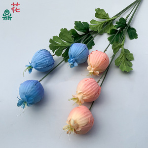 Silk Pomegranate <b>Flower</b> <b>Single</b> Branch Artificial Fruit Wedding Decoration Three Headed For Wedding Arrangement - Product Image 3