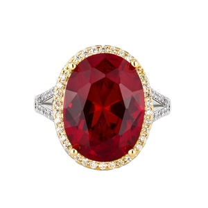 Vintage Jewelry Eco-friendly Copper Gold Plated Oval Cut 12*16MM Red Cubic Zirconia <b>Adjustable</b> <b>Rings</b> for Refined Daily - Product Image 1