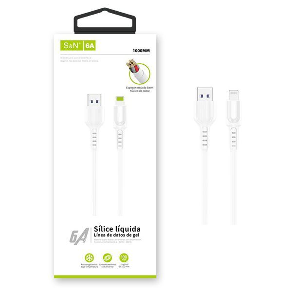 S&N 6A Fast Charging Data Cable 1000mm Liquid Silicone USB to for for IOS Devices