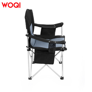 Silla plegable para acampar Woqi con marco de aluminio, respaldo alto, portavasos y bolsa de almacenamiento, gris y negro, 59X59X99cm - Product Image 5