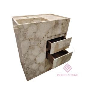 Отдельная мраморная раковина Breccia Oniciata с выдвижным ящиком Роскошная современная мебель для ванной комнаты - Product Image 5