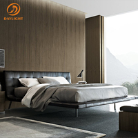 Meuble de luxe double lit en cuir noir, personnalisé de haute qualité, cadre en bois, design king size, pour adultes