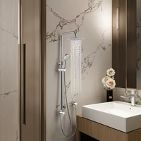 Colonne de douche murale en laiton chromé avec mitigeur, ensemble de robinetterie, jet pluie et massage, pour usage hôtelier, barre coulissante, réglages ajustables, douche ABS