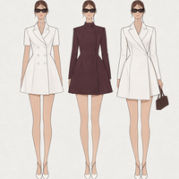 Robe Blazer Femme Sur Mesure, Mini, Double Boutonnage, Coupe Ajustée, Élégante, Fabricant OEM ODM