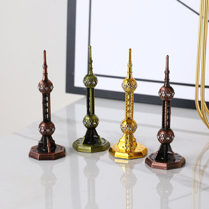 ของตกแต่งหอคอยมุกโอเรียนทัลขนาดเล็ก งานศิลปะลึกลับ ทำจากโลหะผสม ของที่ระลึกเซี่ยงไฮ้ ของตกแต่งตั้งโต๊ะ ของตกแต่งบ้านและสำนักงาน - Product Image 2