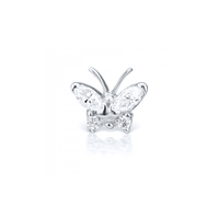 Bijoux turcs en argent sterling S925, boucles d'oreilles clous amusantes en forme de papillon et d'œil de cheval avec diamant, pour piercing d'oreille