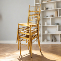 Chaises de banquet, d'hôtel, de mariage et de réception en gros pour événements, chaises Chiavari blanches empilables dorées de luxe pour l'extérieur