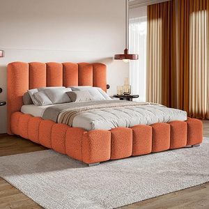 Cama Moderna Letti con Espacio de Almacenamiento, Estructura de Listones, Tapicería de Terciopelo, Marco de Madera, Sistema de Elevación a Gas, Cabecera Acolchada, Ecológica - Product Image 1