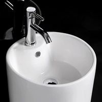 Lavabo de salle de bain moderne, WC, lavabo rond à trou unique, lavabo sur pied en céramique, meuble-lavabo pour appartement