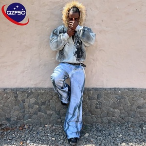 QZFSO Factory Streetwear Primavera Invierno Zip up Faux Fur 400GSM Grueso Peso pesado Algodón Forrado Cremallera Sudadera con capucha Hombres con cuello de piel - Product Image 1