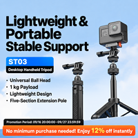 Trépied extensible portable pour téléphone, appareil photo, GoPro, DJI Osmo, caméra d'action Insta360, vlog, selfie, diffusion en direct