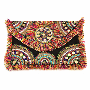Pochette ethnique écologique perlée avec fermeture éclair, sac à main élégant pour les soirées et les occasions spéciales, disponible en gros - Product Image 5
