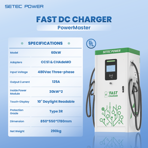 Estaciones de Carga Rápida para Vehículos Eléctricos de 60kW Nivel 3 con Certificación OEM, CCS1/CHAdeMO, Montaje en Suelo - Product Image 6