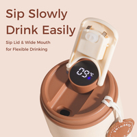 Taza de café de invierno termo de acero inoxidable al vacío de doble pared portátil personalizada, Taza Termo Digital con pantalla de temperatura Led