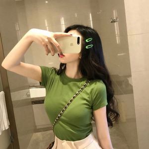 เสื้อยืดคอกลมแขนกุดผ้าไหมนมสีลูกกวาดสไตล์เกาหลีทรงปกติใส่สบายระบายอากาศได้ดีสำหรับฤดูร้อนไซส์ใหญ่สำหรับผู้หญิง รุ่น I-0665 - Product Image 5