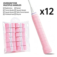 Ruban adhésif pour raquette de tennis et de paddle, confortable, durable, de qualité supérieure, en PU collant, lot de 12 dans un sac à fermeture éclair pour le sport
