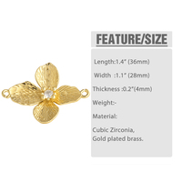 ASJEWELRY Petit pendentif connecteur floral en forme de fleur avec perles et zircone cubique pour bracelet, composant de fabrication de bijoux en cuivre plaqué or DIY chma706