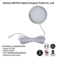 Boyid vente en gros, 2.5W, 12V, Led sous-meuble de vitrine, lumière LED montée en surface, meuble LED, lumière ronde