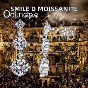 ต่างหูรูปยิ้มประดับมอยส์ซาไนต์สี D เงินแท้ S925 |   ต่างหูสตั๊ดสไตล์มินิมอลหรูหราสำหรับผู้หญิง เครื่องประดับชั้นดีสำหรับงานแต่งงานและงานปาร์ตี้ - Product Image 3