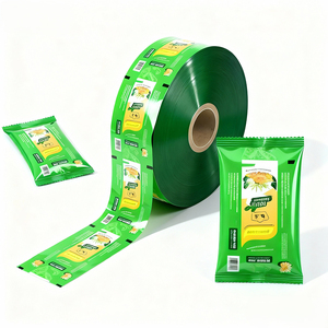 Film plastique en rouleau de qualité alimentaire imprimé sur mesure, film laminé vert, film d'emballage flexible en rouleau pour l'emballage des <span class=keywords><strong>lingettes</strong></span> humides - Product Image 2