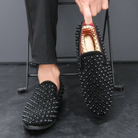 Chaussures habillées noires confortables pour hommes, style mocassins à rivets, design classique à bout pointu, à enfiler – Meilleures ventes