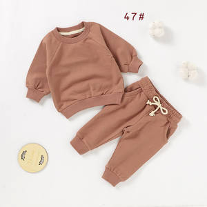 10 видов цветов в наличии, пуловер с французским махровым принтом, зимний однотонный комплект одежды для мальчиков, Детский костюм, комплект одежды для малышей - Product Image 5